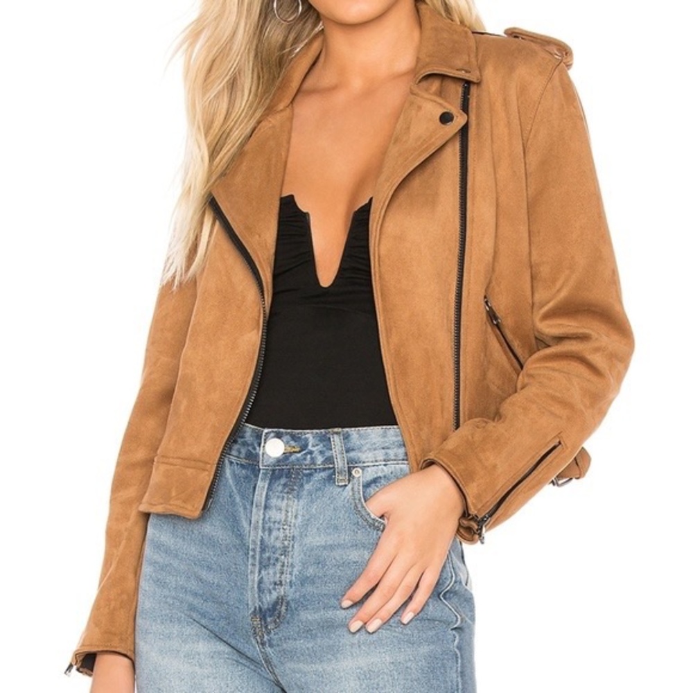 Superdown Brown Suede Biker Jacket XS